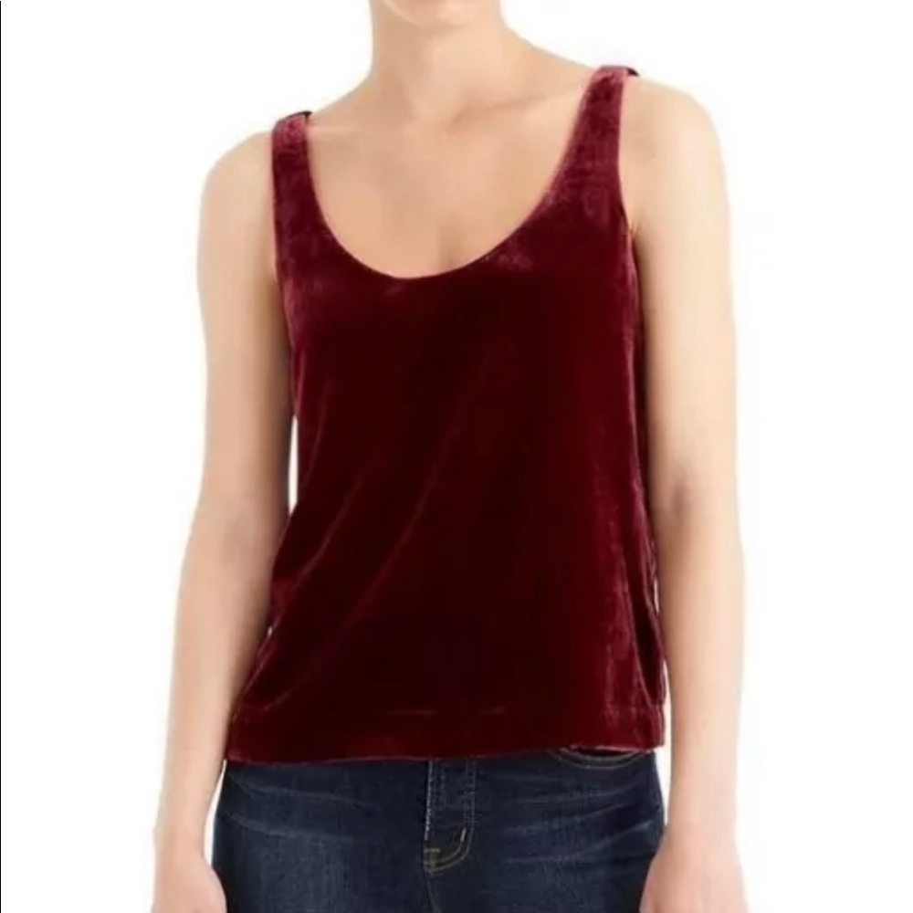 J. CREW BURGUNDY VELVET TANK TOP SIZE 0P